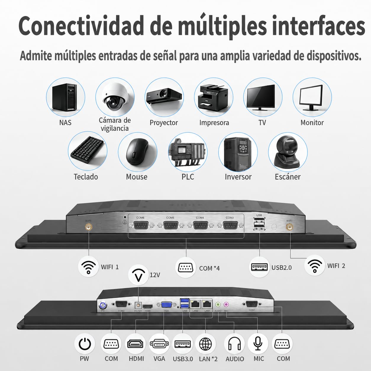 21,5" Monitor táctil Industrial con computadora integrada, FHD