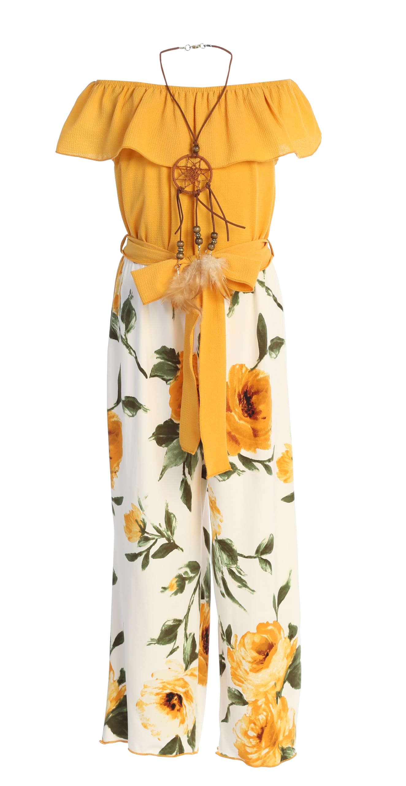 iGirlDress Strampelanzug für Mädchen, weites Bein, schulterfrei, elegant, hohe Taille, Palazzo-Hose, Jumpsuits, Größe 36-42
