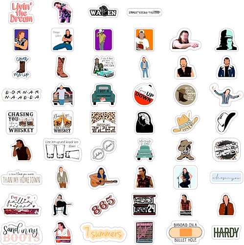 Miniatura 4 de BulbaCraft 100 calcomanías de cantante de country  mercancía de música country, calcomanías de música impermeables para fundas de teléfono y