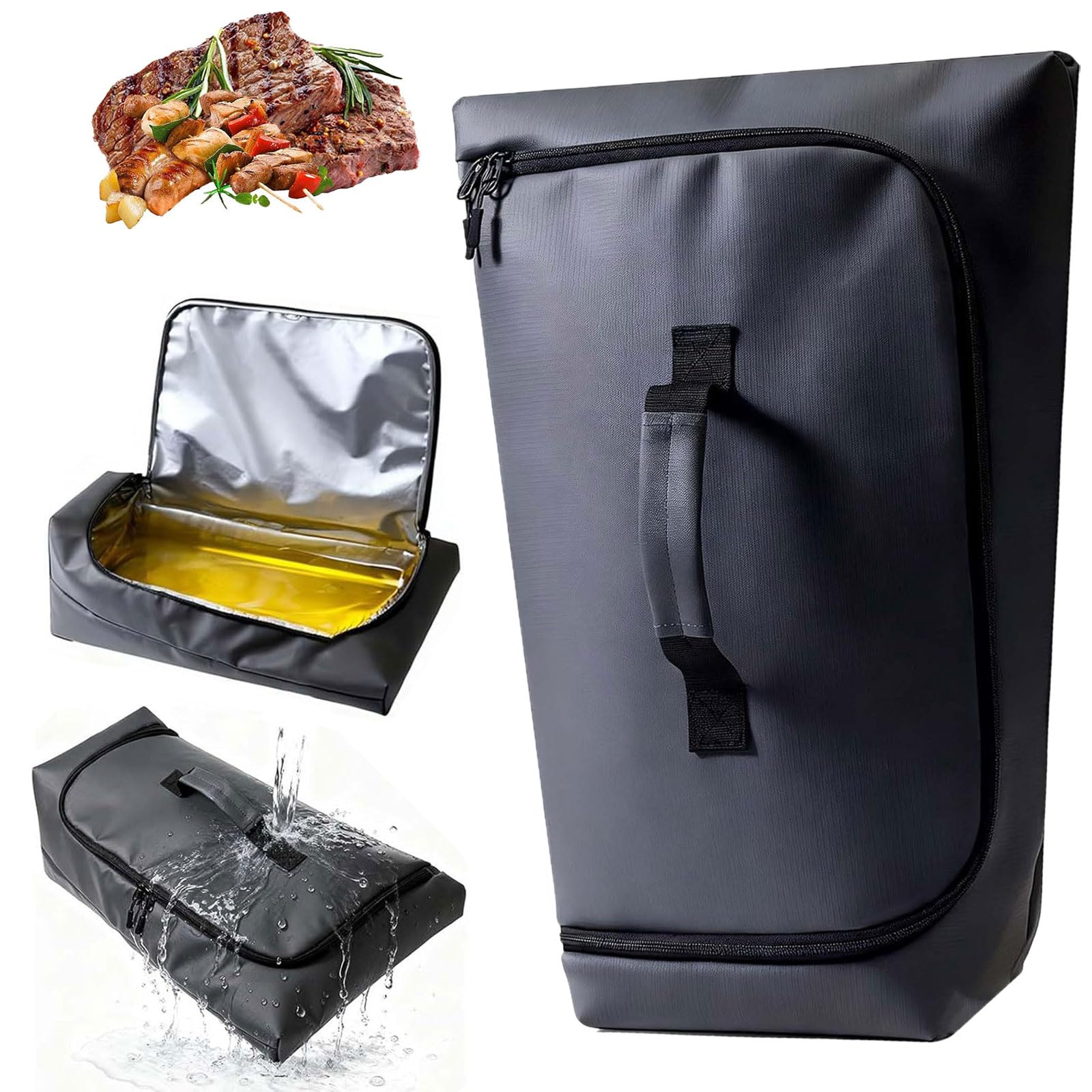 Borsa termica di grandi dimensioni, 53,3 x 35,5 x 20,3 cm, per barbecue, con tecnologia impermeabile e doppio isolamento, facile da pulire