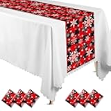 Windkream 6 Pcs Christmas Table Runner Disposable Plastic Winter Snowflake Table Runner 14 x 108 Inch Wonderland Snow Table Decor for Xmas Holiday New Year Ice Birthday Party Supplies