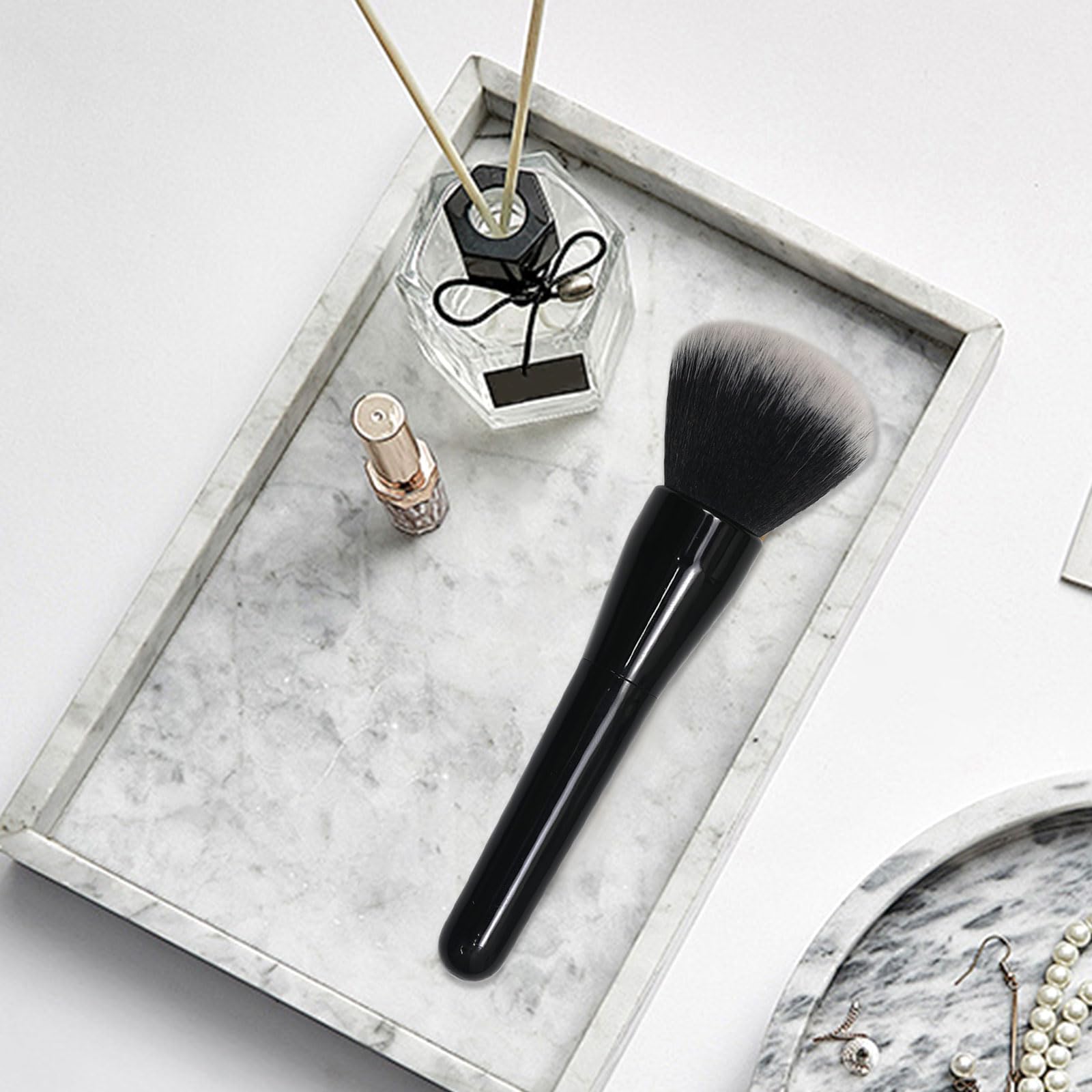Mezrkuwr Pennello grande per polvere, pennello per fondotinta, pennello professionale per trucco per sfumare liquidi, creme e polvere impeccabile, lucidatura, sfumatura, correttore