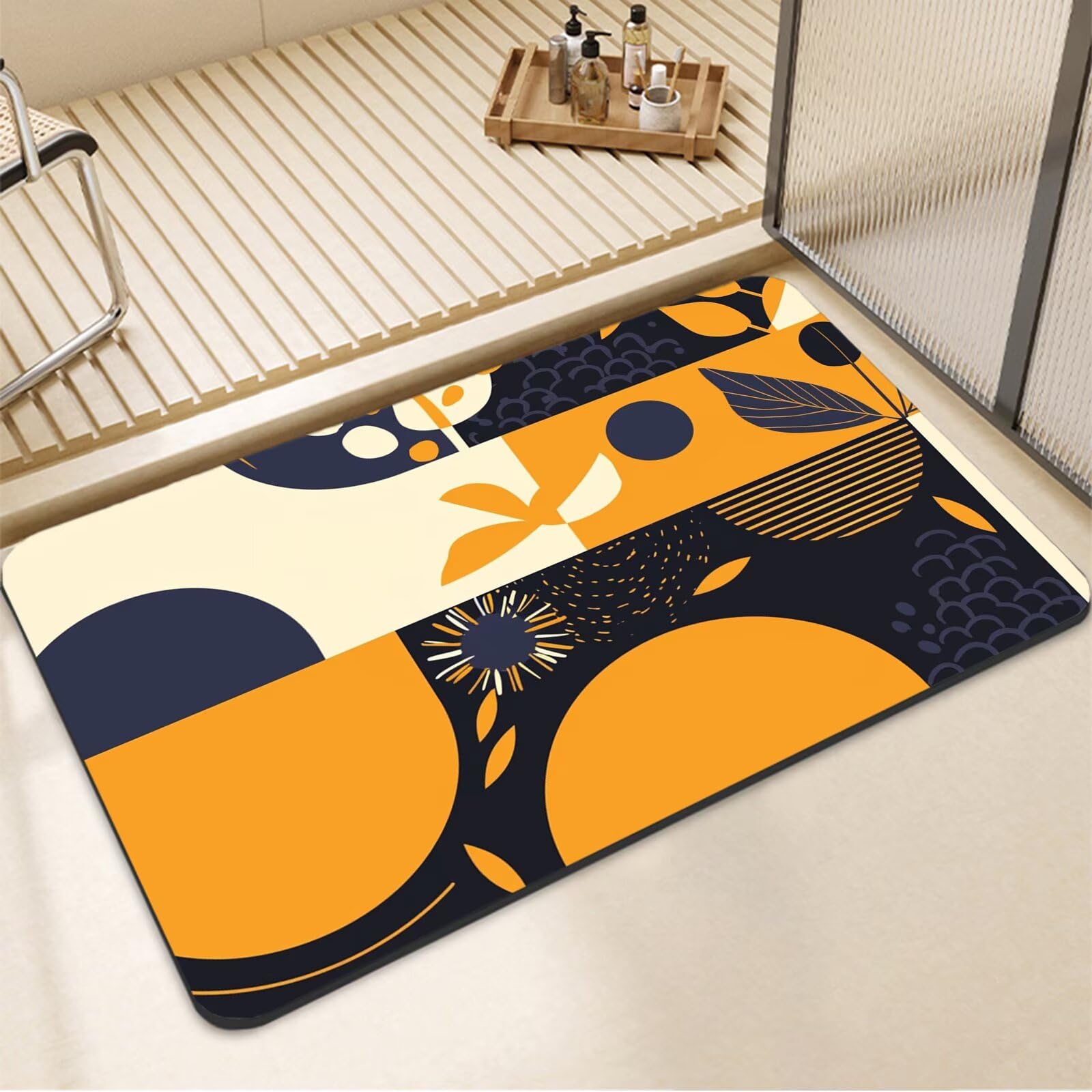 Tapis de douche antidérapant et absorbant lavable pour un séchage rapide