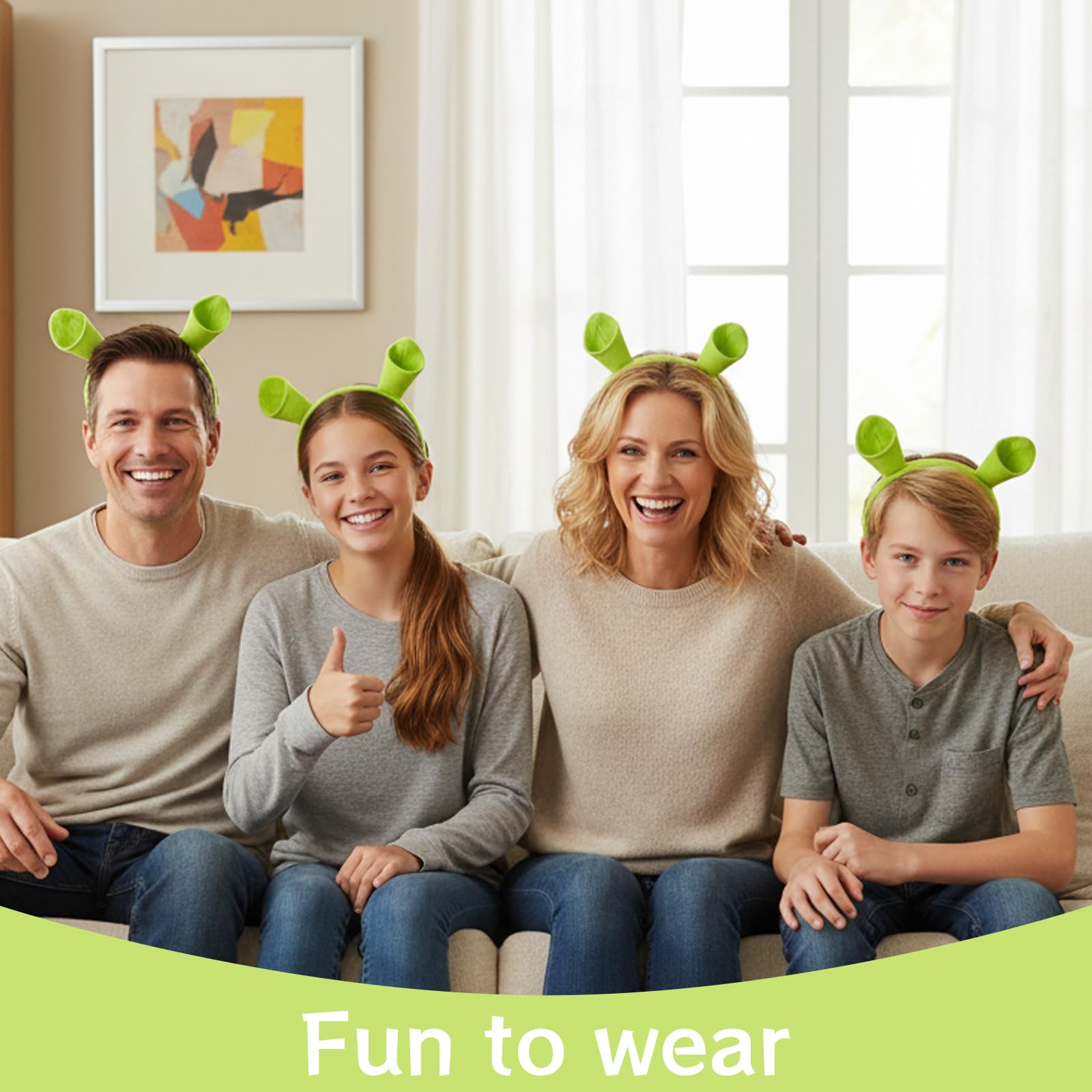 CtiUjdx 2 works Green Headband Shrek Ears, Shrek Costume Accessory for Themed Events 21 x 19 cm Green Ears Orge Ears Headpiece - Image 4