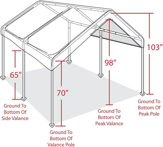 Caravan Canopy Powder Coated Heavy Duty Steel Frame Pop Up Carport with 6 Steel Stakes for Outdoor Activities and Events, White