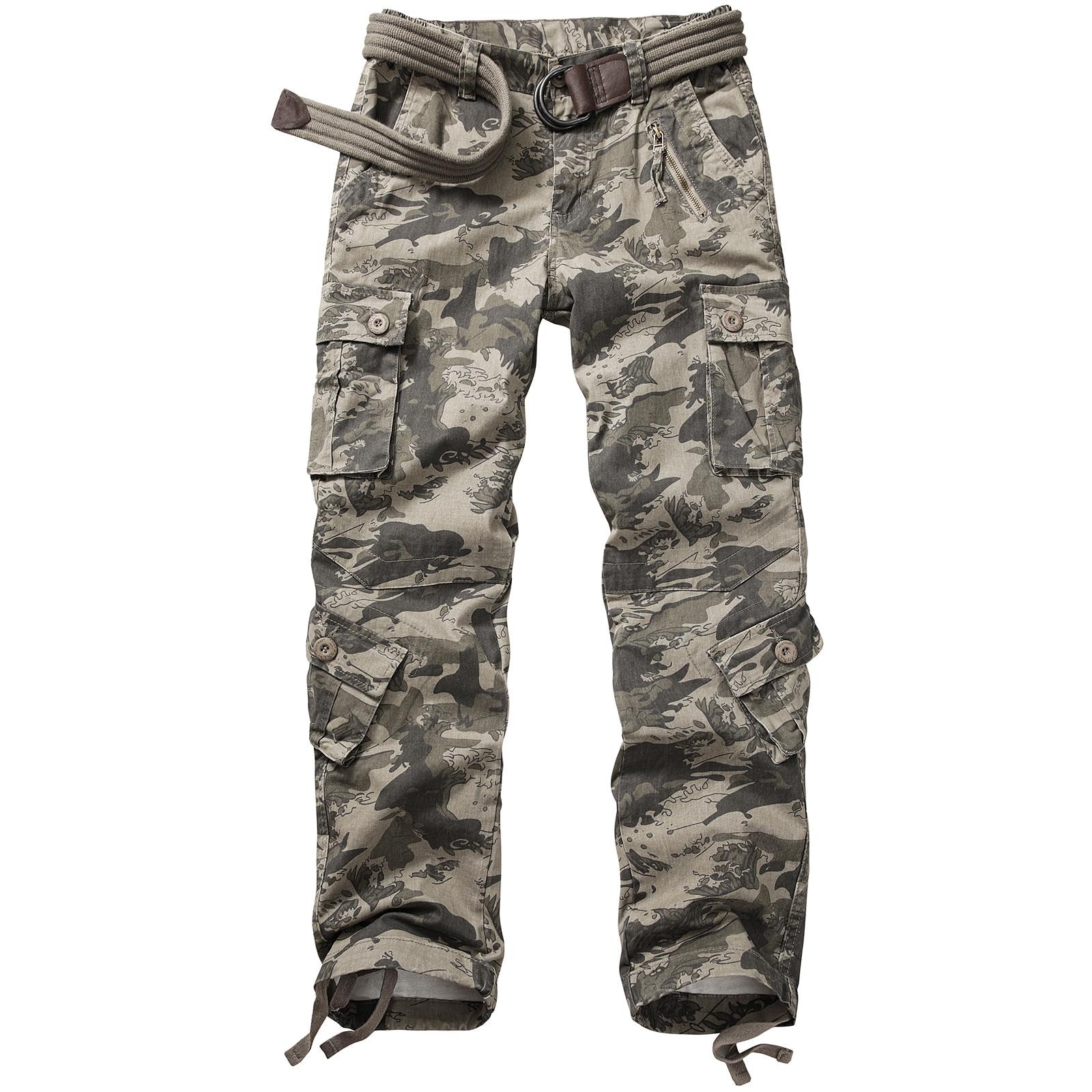 Cargo Pants Women Baggy Camo Tactical Pants Straight Leg Casual Y2K Work Trousers with 9 Pockets No Belt, Water Spray Camo, 10 โ image 1