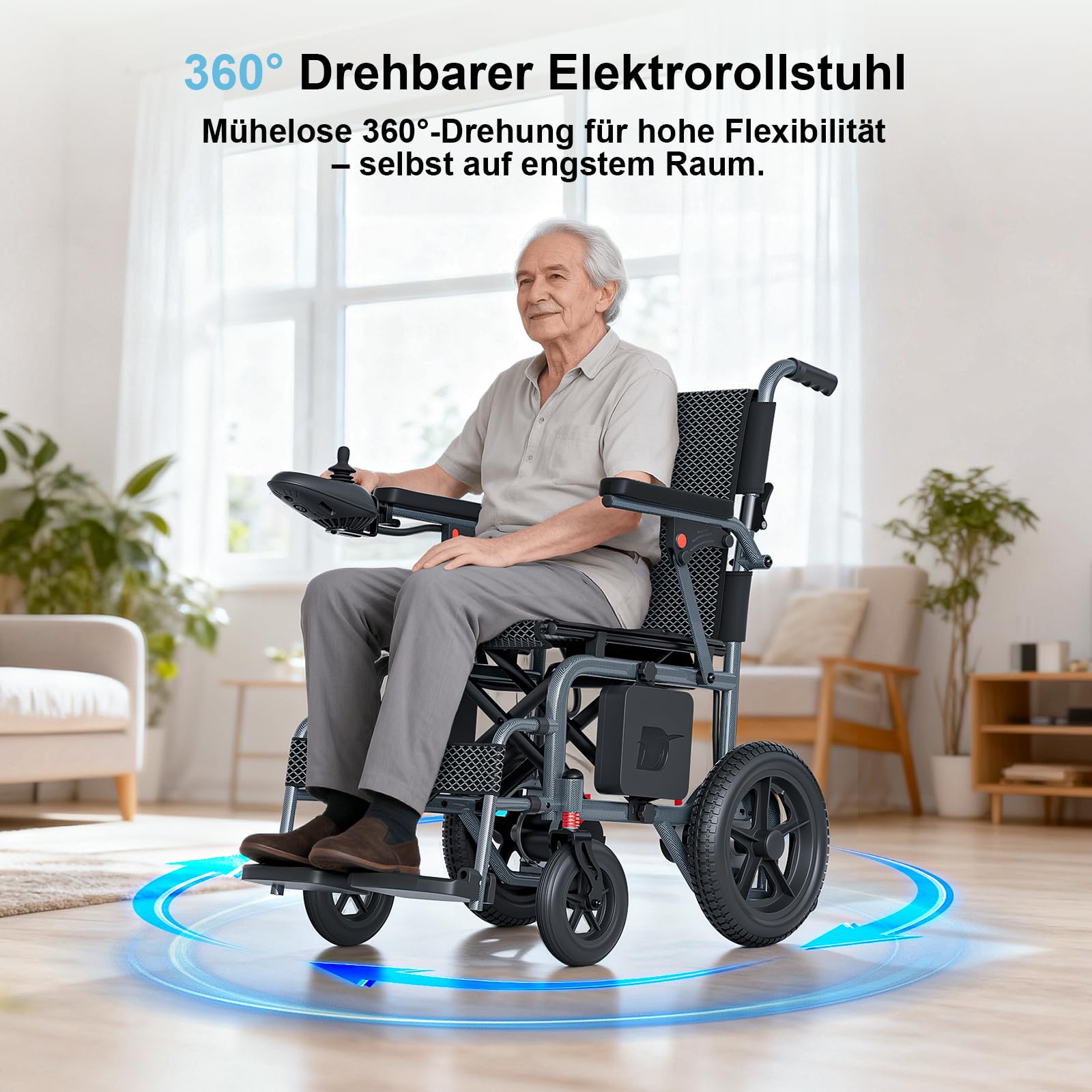 Sedia a rotelle elettrica pieghevole, leggera, per adulti, batteria da 10 Ah, portata 16 km, pieghevole, 16,5 kg
