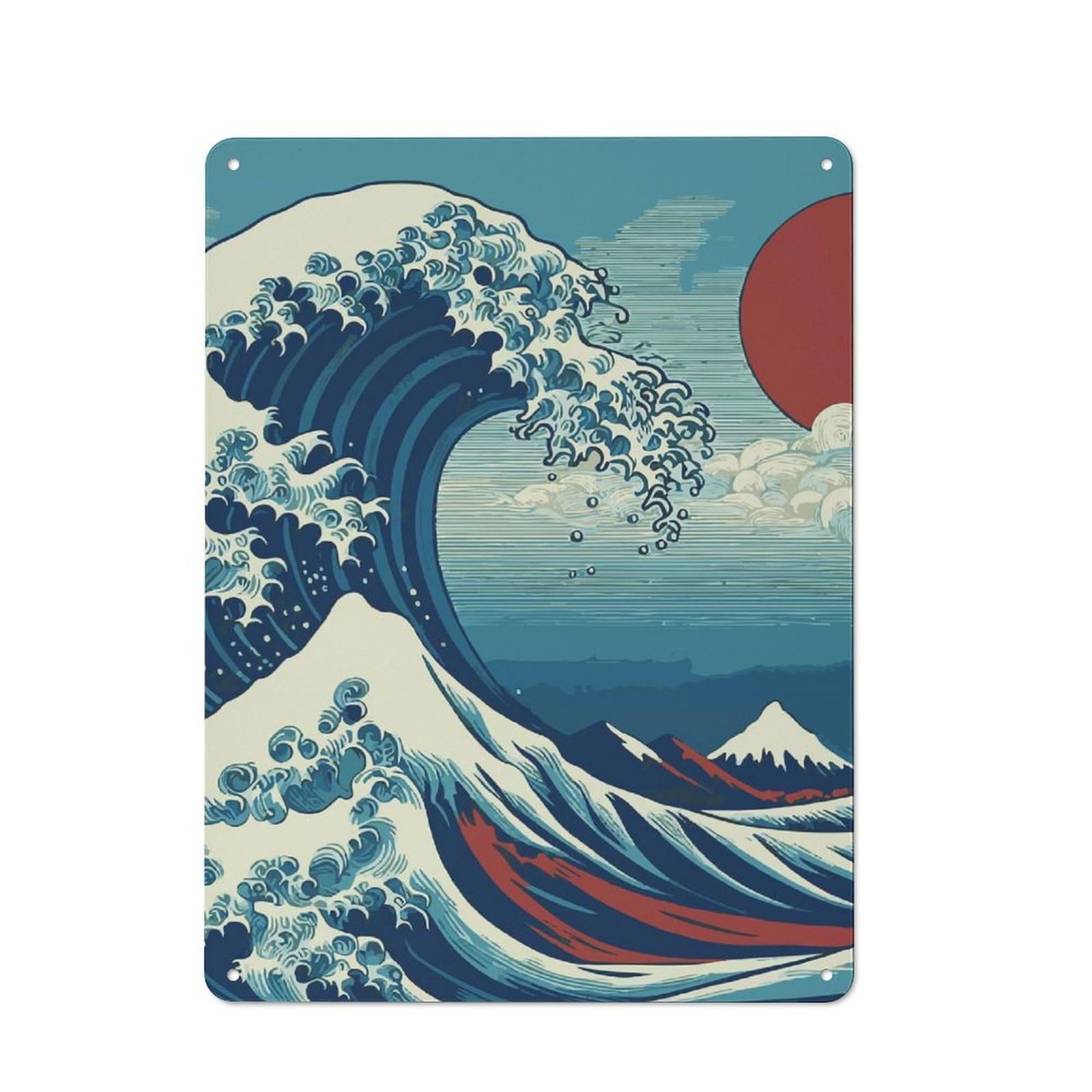 Junmoney Under The Wave Kanagawa 40X30cm Retro-Style Tin Sign With For Garage Or Workshop, For Vintage Wall Decor Fans, For Metal Sign Collectors