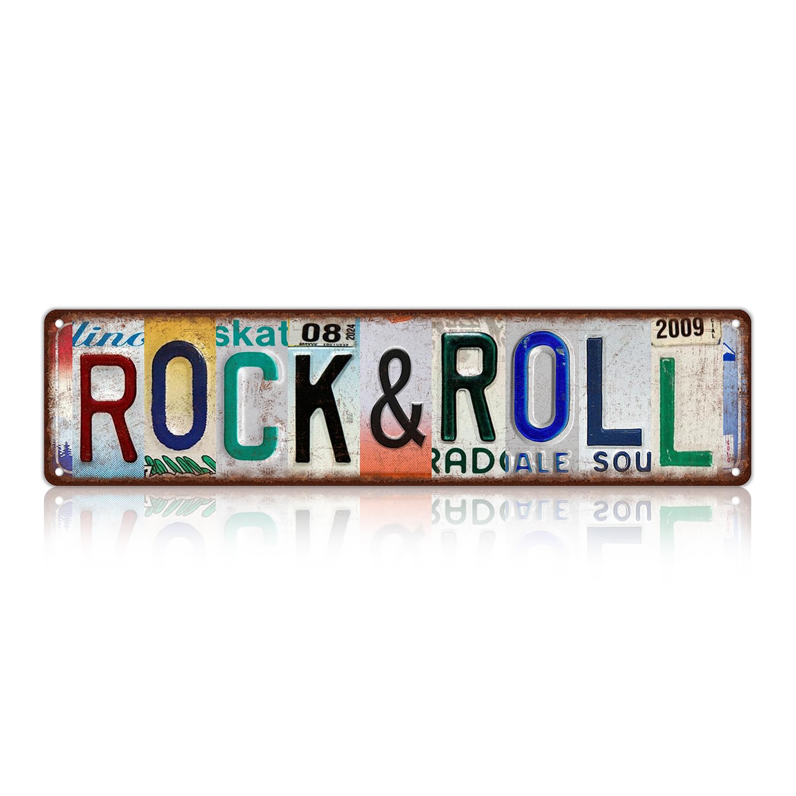 Vintage Rock & Roll Street Sign Wall Decor Metal Tin Signs Poster for Party Bar Music Room,16x4 Inch