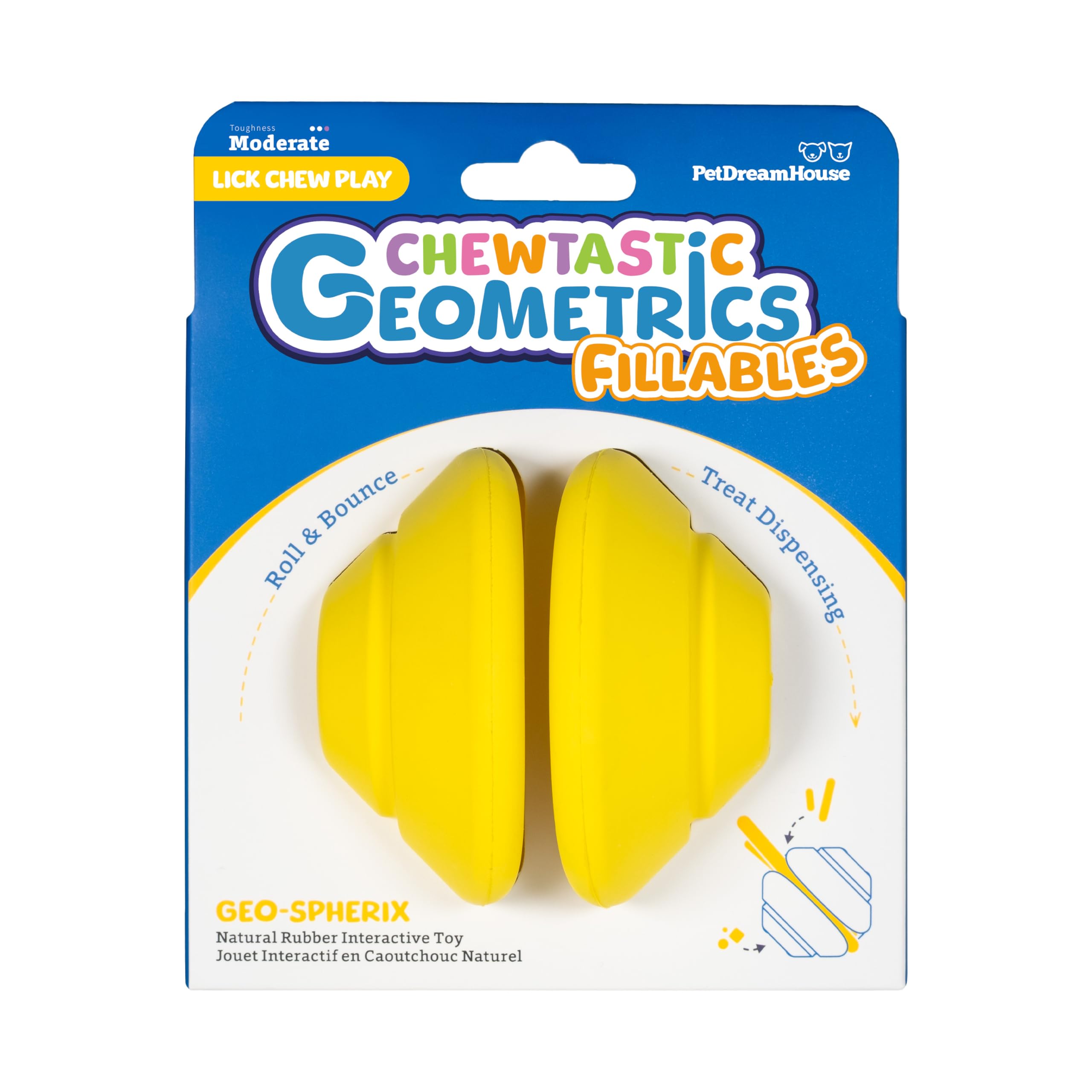 PetDreamHouse Geo-Spherix Interactive Dog Enrichment Toy, Erratic Bounce Treat Dispenser for Sensory Stimulation - Image 3