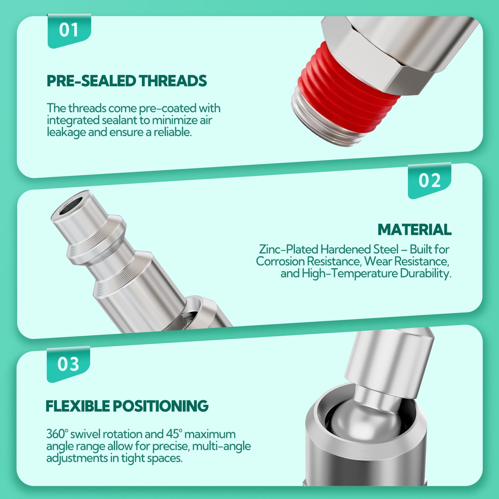 Enchufe de aire giratorio industrial de 0.25 pulgadas, NPT macho