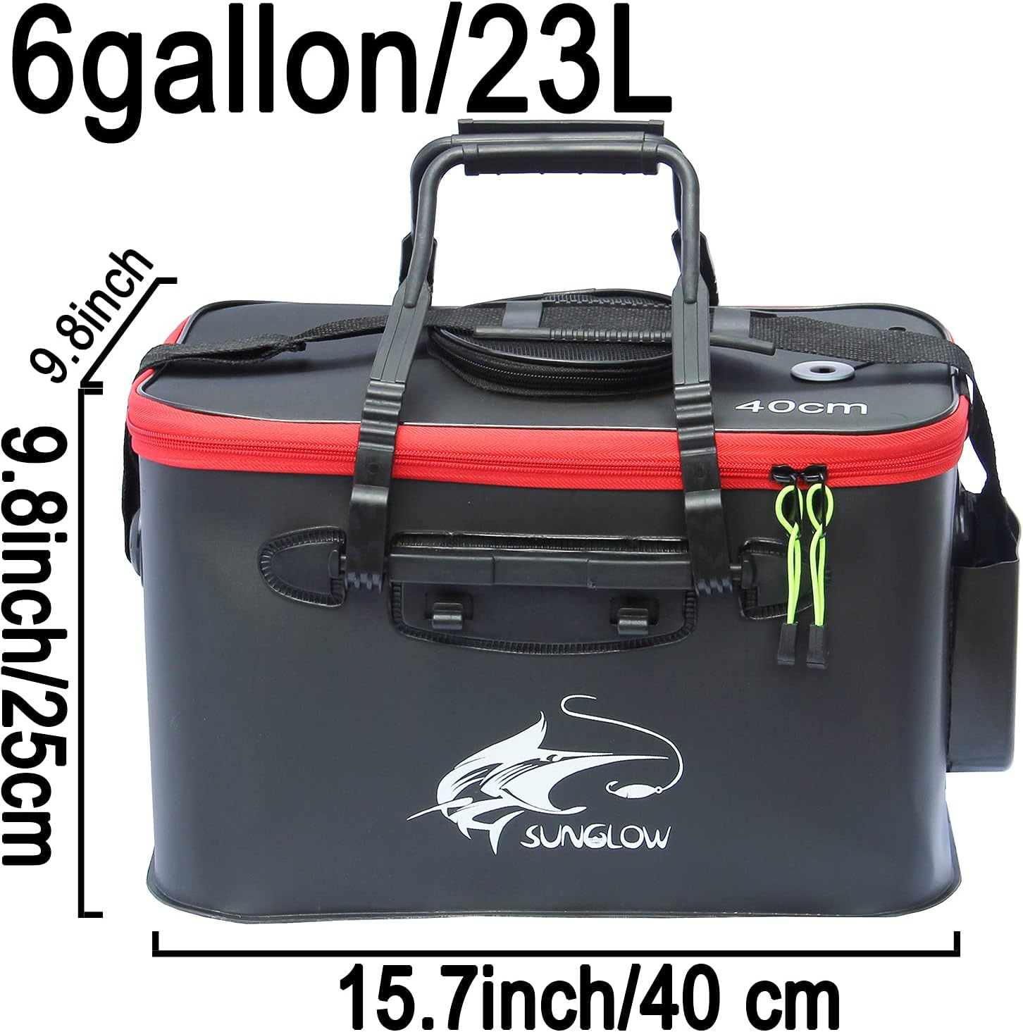 Grneric Fishing Bucket, 6Gallon/8Gallon/10Gallon Foldable Fish Bucket,Live Fish Container Multi-Functional Live Fish Bait Bucket,Outdoor Camping EVA Fishing Bag and Fish Protection Bucket