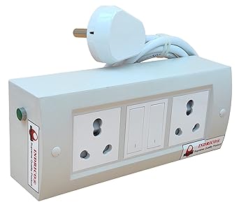 INDRICO 16 Amp Electric Extension Board for Heavy Duty with Individual Switches PVC White Pack of 1 (10 Meter 2.5 MM Cable)