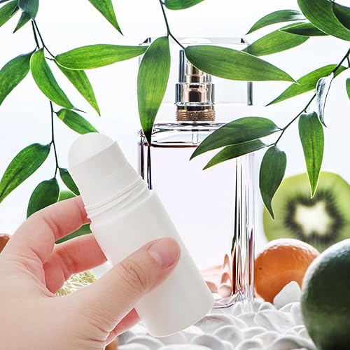 Miniatura 7 de SUPVOX 10 botellas de plástico con rodillo vacías rellenables para aceite esencial, perfume, suero, cosméticos, loción con bola de plástico de 1.7