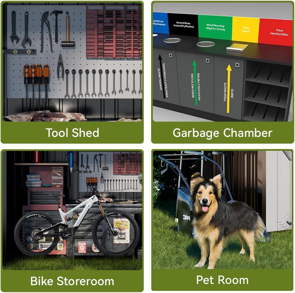 COMHOMA Shed Outdoor Storage Shed Metal,Lockable Doors Tool Sheds with Sloping Roof,Steel Garden Shed with Air Vent for Backyard,Patio,Lawn,Poolside(Brown,6'x4')