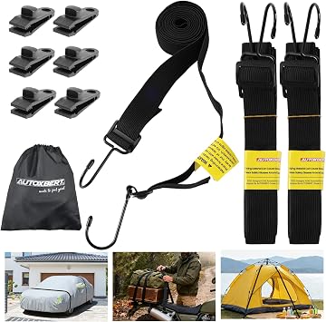 Car Cover Straps Wind Protector,3Pcs 118 Inch Adjustable Elastic Windproof Ropes Protect Car Cover from High Winds,Universal Fit Most Cars,Sedans,SUVs,Trucks,Vans,Caravans,Motorcycles,Boat