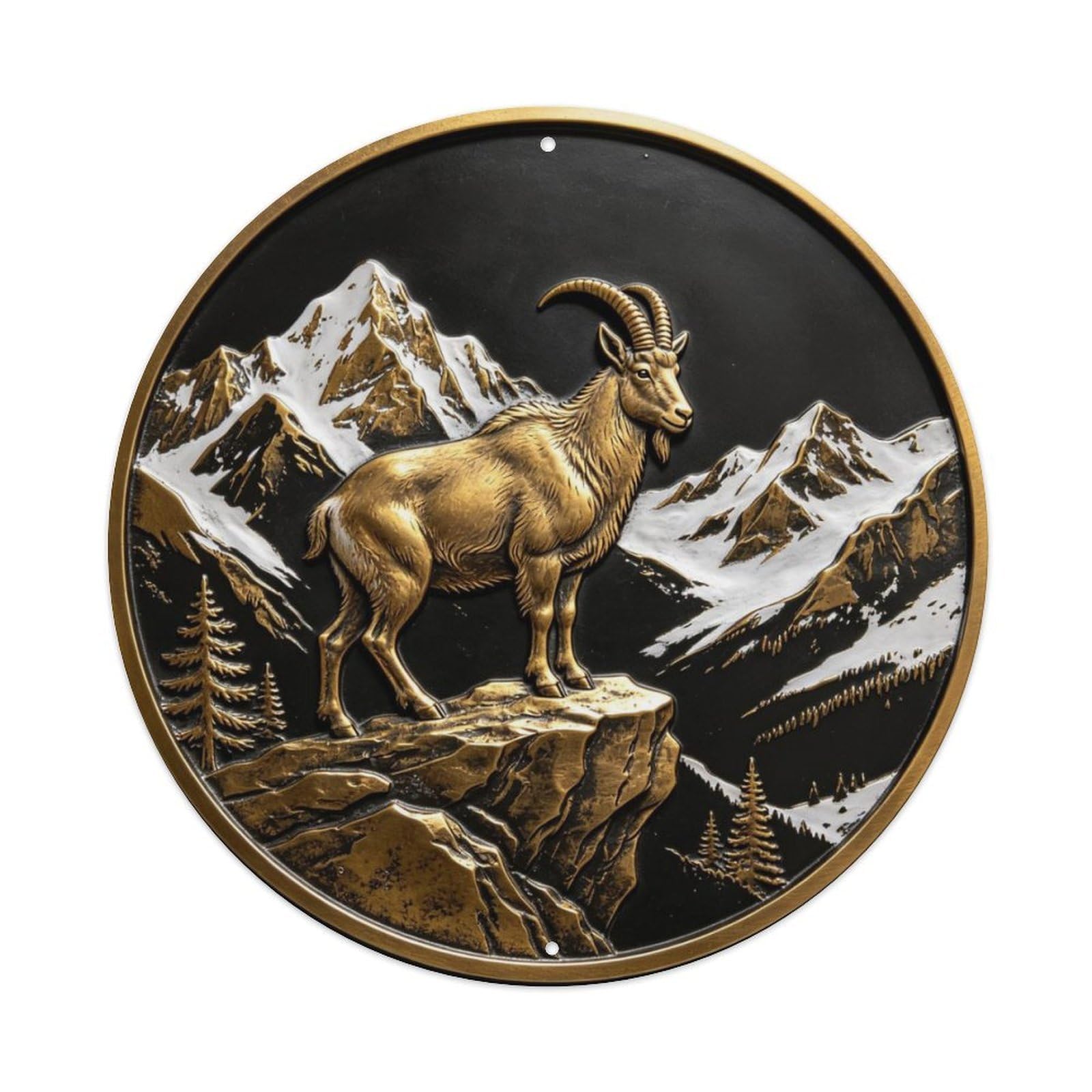 Alpine Mountain Goat Cliff Metal Tin Sign Plaque