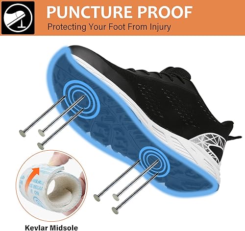 Miniatura 3 de Zapatos de punta de acero para hombres y mujeres, zapatos de trabajo de seguridad antideslizantes a prueba de pinchazos, cómodos tenis
