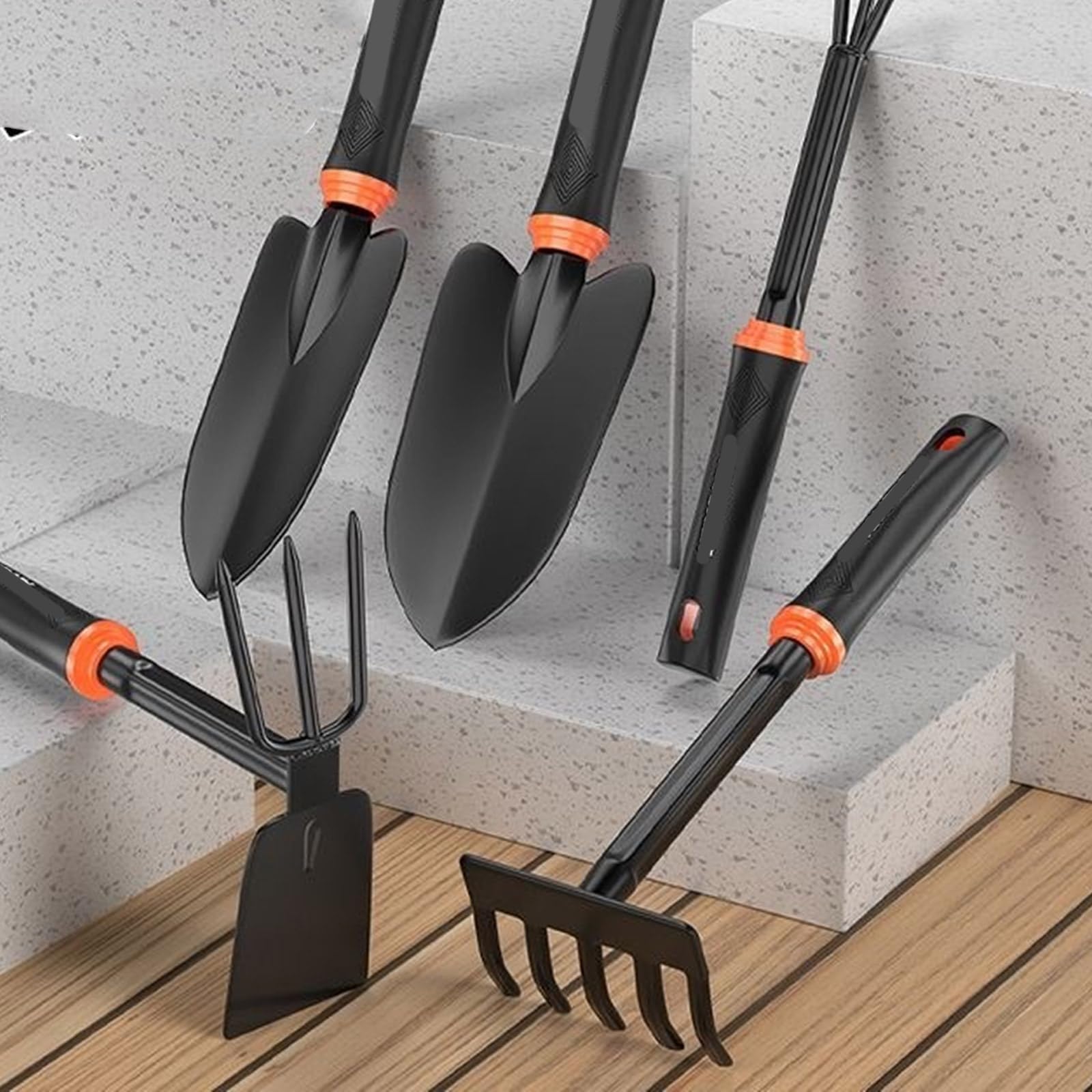 Ensemble d'outils de jardin professionnels en acier au carbone avec poignée revêtue de caoutchouc pour travaux d'aménagement paysager