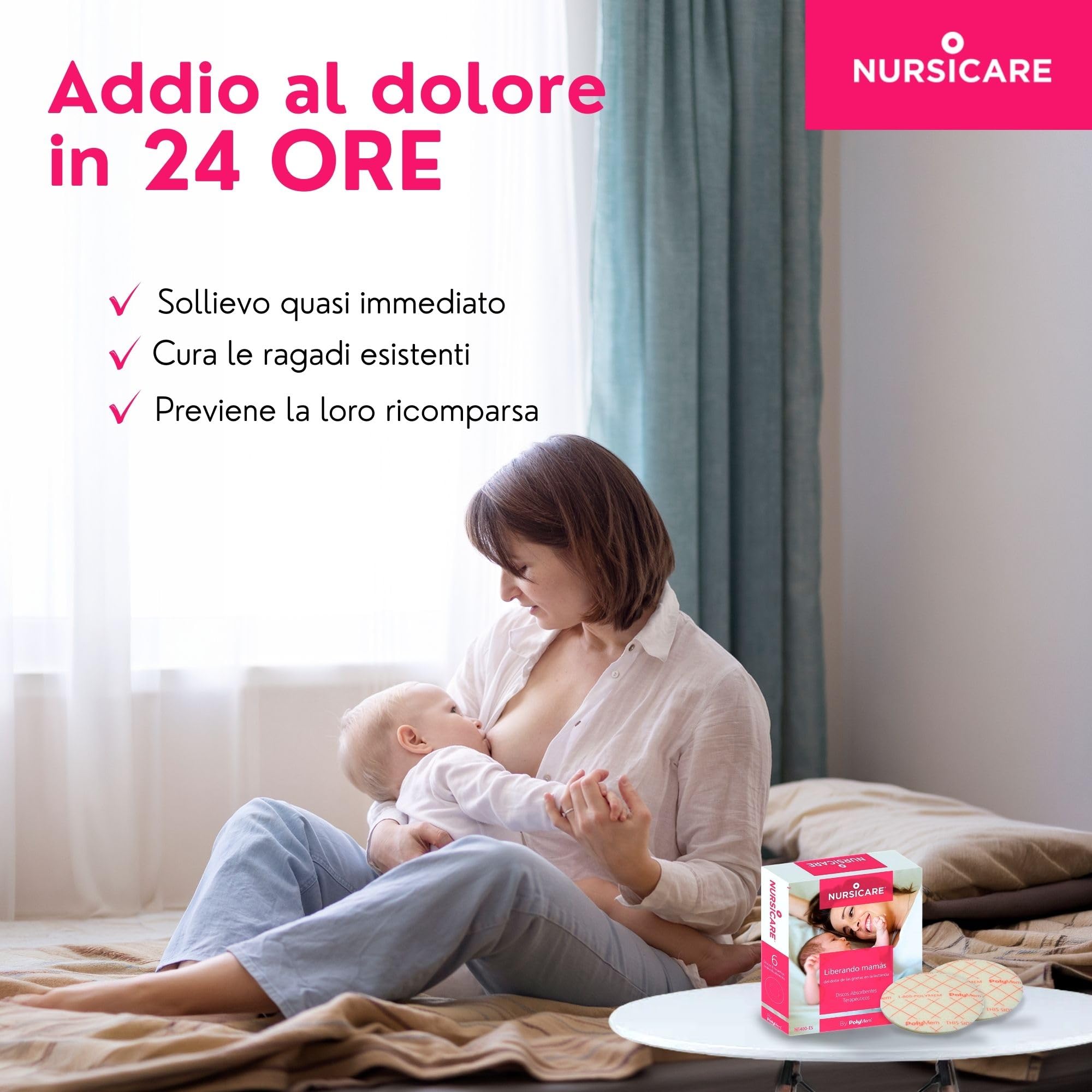 Medicazioni per Capezzoli in Allattamento – Paracapezzoli per Alleviare Dolore e Ragadi – Dispositivo Polimerico Riutilizzabile – Protezione Seno e Copricapezzoli – 6 Pezzi Nursicare