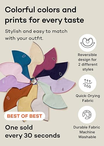 Miniatura 2 de Konny Juego de baberos para bebé, rotación de 360°, bandana suave y absorbente para niños y niñas, esenciales para bebés Juego (rayas beige, rayas