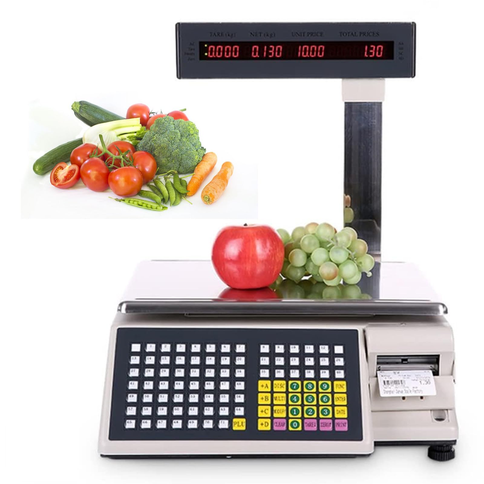 JKJZSALJ Bar Code Printing Scale,Label Printing Scale With Label Printer And Dual Screen,Commercial Price Computing Scale,Digital Label Printing Scale,With Double-Sided Disp,30kg