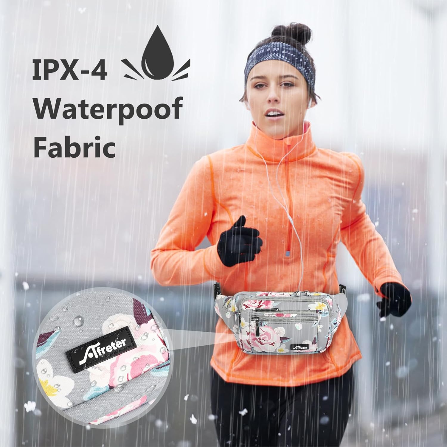 Waist Pack Bag Fanny Pack for Men&Women Hip Bum Bag with Adjustable Strap for Outdoors Workout Traveling Casual Running Hiking Cycling (New Grey Flowers) - Image 6