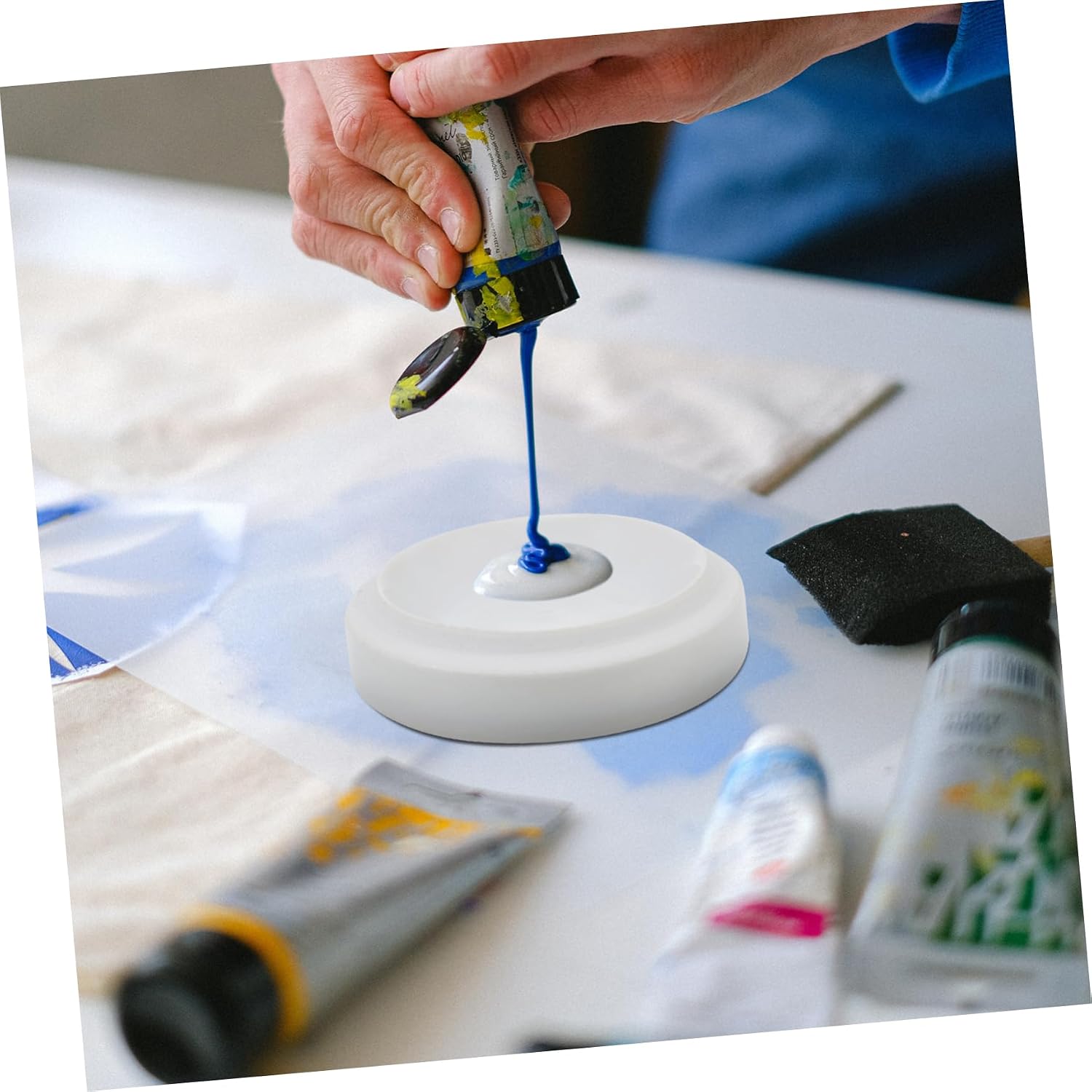 Veemoon 1set Pigment Mixing Plate Cover Porcelain Palette for Watercolors and Inks Painting Tool for Beginners and Calligraphy Enthusiasts and Design