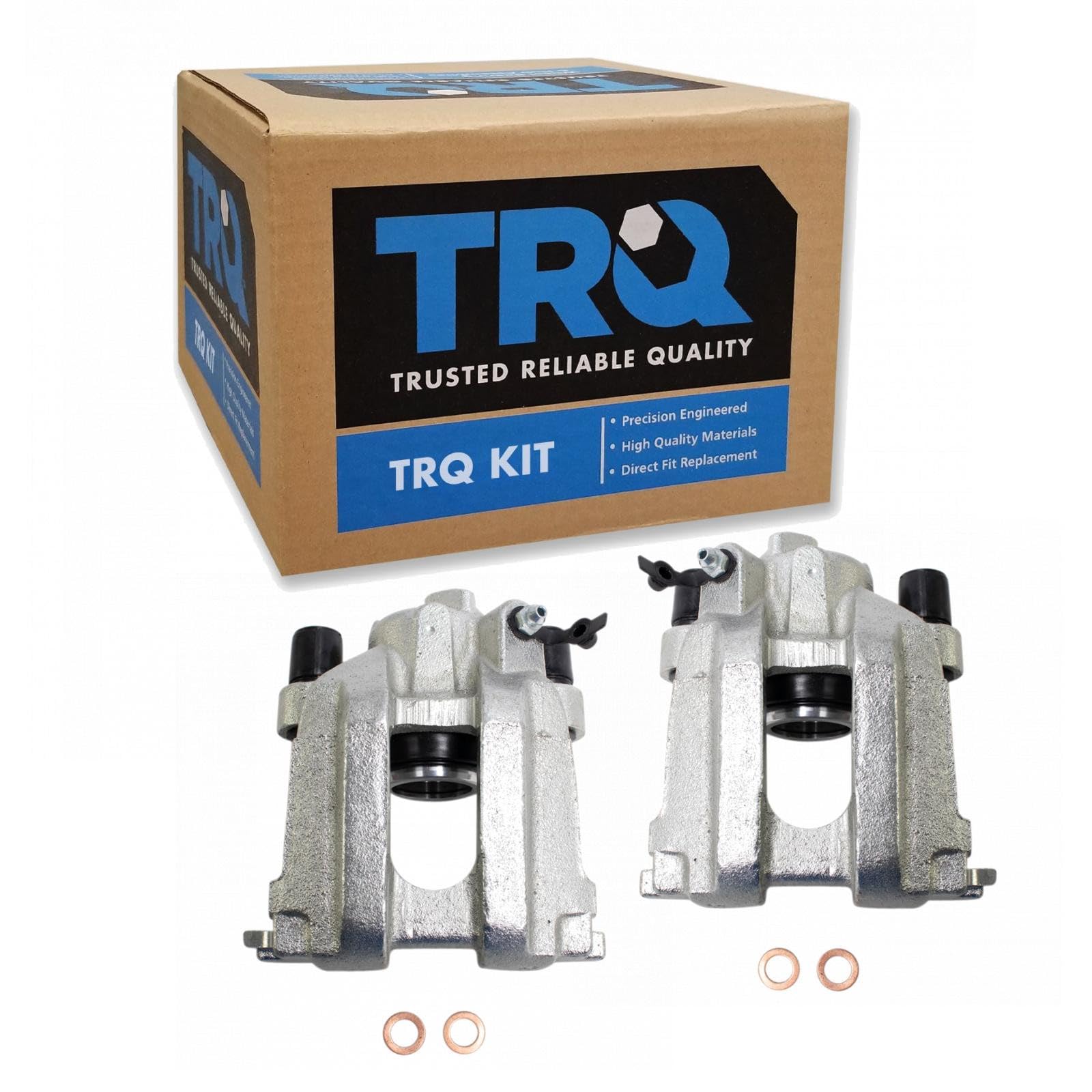 TRQ Rear Driver and Passenger Side Brake Caliper Set Caliper Brackets