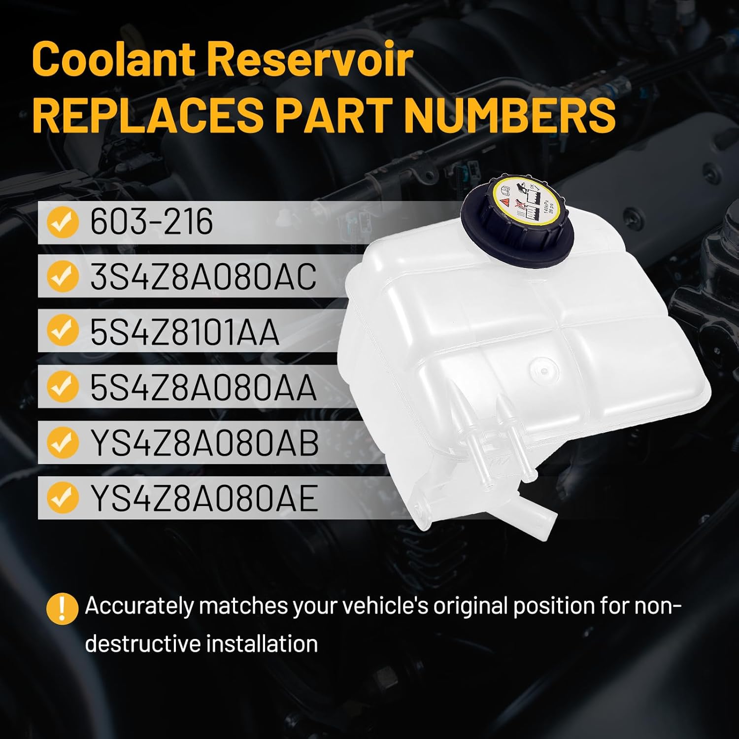 Coolant Expansion Reservoir Overflow Tank 603-216 Compatible with 2000-2007 Focus 2000 2001 2002 2003 2004 2005 2006 2007 Focus 2.0L 2.3L L4 Replacement for 3S4Z8A080AC 5S4Z8101AA 5S4Z8A080AA