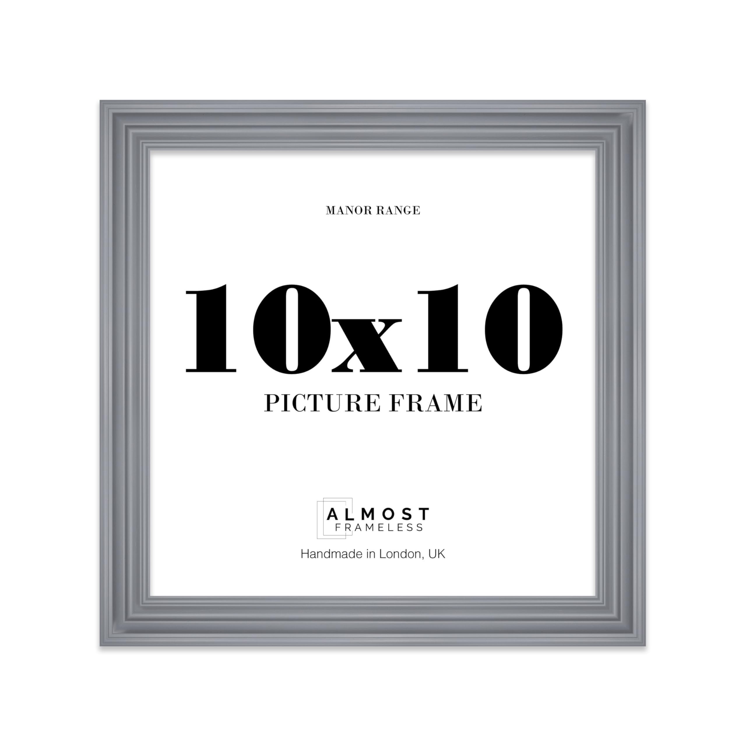 10x10 Picture Frame, Display 10x10 Pictures (25.4 x 25.4cm) - Scandi Grey Luxurious 42mm Edge Antique-Inspired Home Accessories - 1 Pack