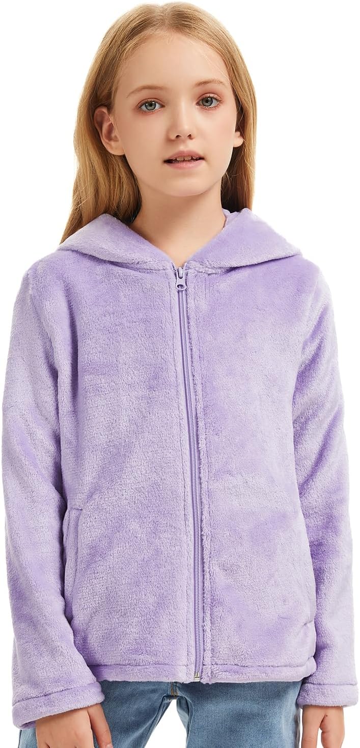 Girls Sherpa Fleece Jacket Cute Cat Embroidered Coat With Ears Autumn Winter Warmth Hooded Outerwear 5-12 Years - Image 3