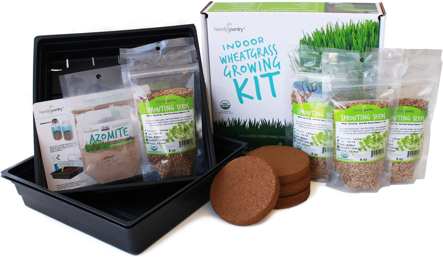 - Organic Wheatgrass Growing Starter Kit - Grow & Juice Wheat Grass - Includes Non-GMO, Organic Wheatgrass Seeds - for Healthy Wheatgrass Shots, Home, Garden, and Cat Grass
