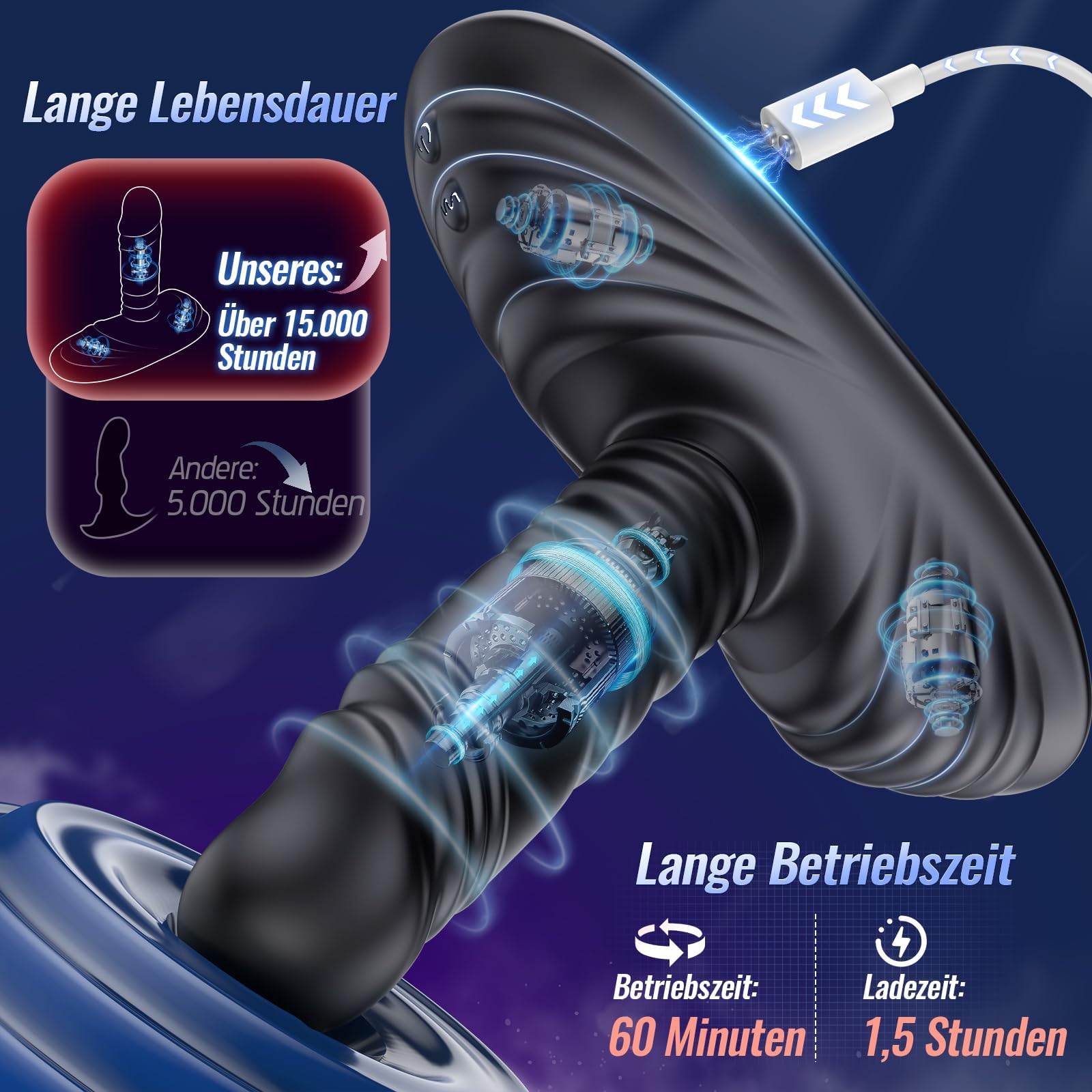 Tagnaff AI Sync Anal Dildo & Grinder-Vibrator mit Silikon-Vollummantelung, Analplug mit 9 Vibrations&3 Stoßmodi, Analkugeln IPX7 Wasserabweisend, Magnetisch Aufladbar, Vibratorenset für Männer & Paare