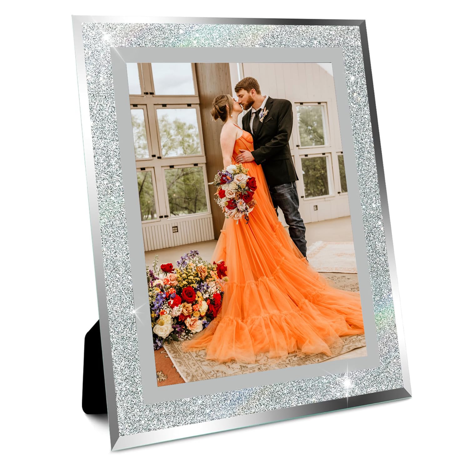 AYANICA Glass Photo Frame 4x6 5x7 6x8 inch High Definition Vertical Horizontal Display Diamond Shiny Desk Table Shelf Wedding Decoration
