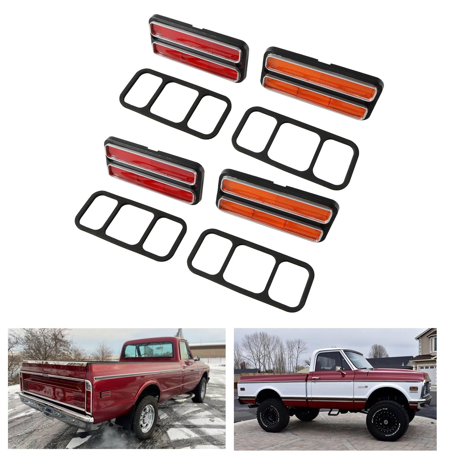 Front & Rear Marker Lamp Set of 4 Compatible with 1968-1972 C-hevy G-MC Pickup Truck