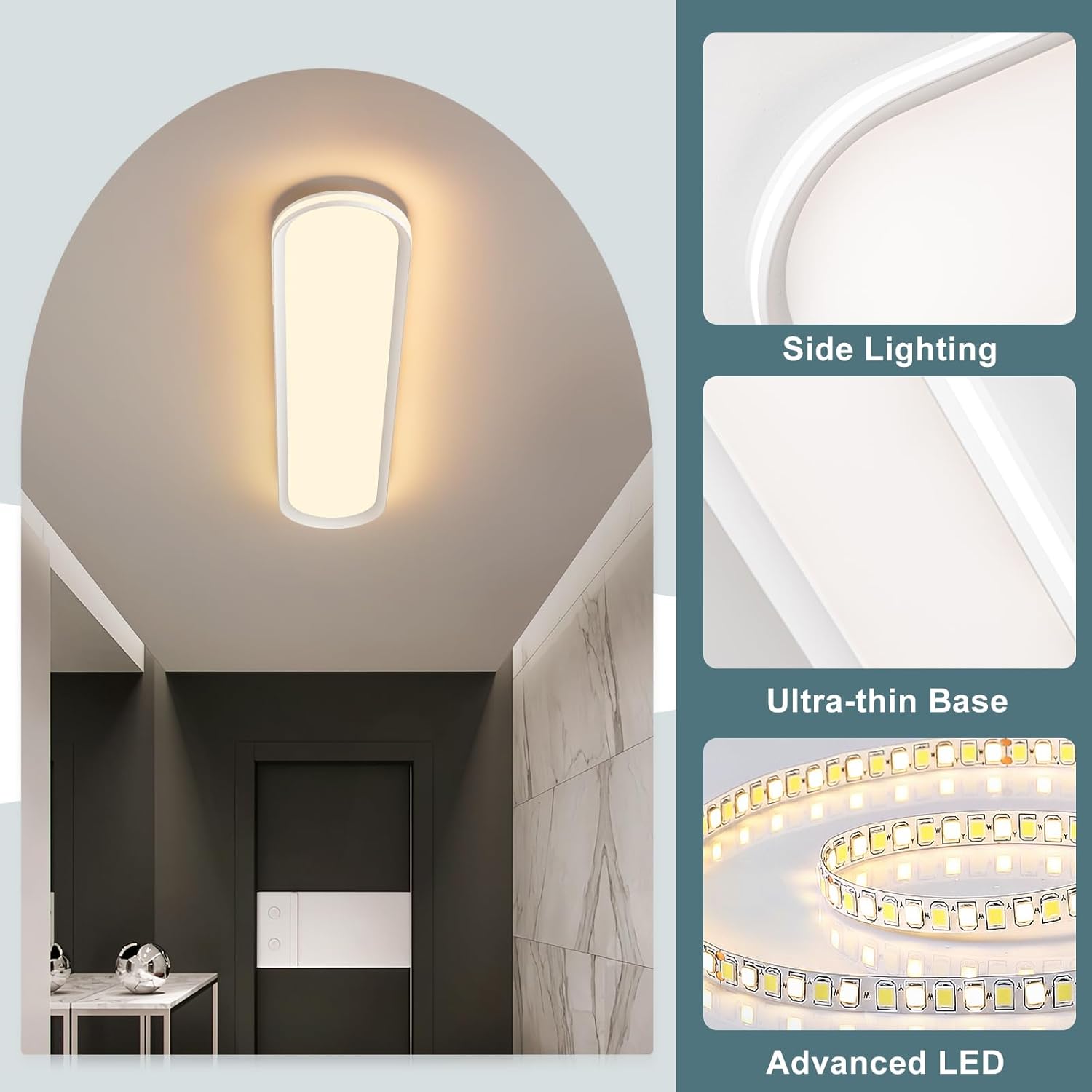 ADISUN Modern LED Ceiling Light Dimmable Linear Ceiling Light 39.4in Semi Flush Mount Long Lights with Remote Control and Side Lighting for Living Room Kitchen Dining Room, 2 Pack, White(65W)