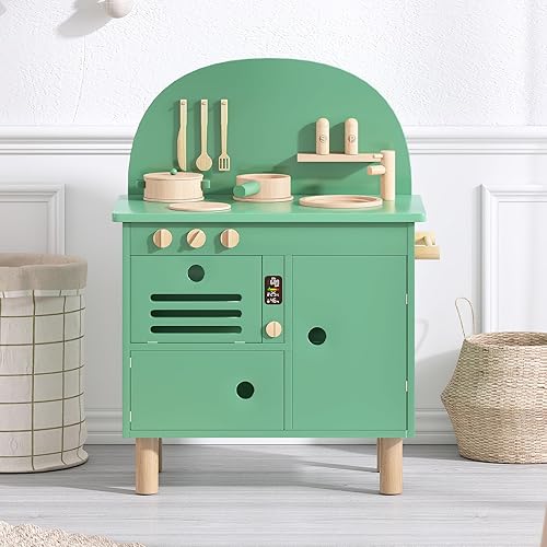 cuoote Play Kitchen Set for Kids Toddlers, Toddler Kitchen Set, Wooden Mini Pretend Kitchen playset for Boys Girls, Toy Kitchen Gift for Girls &amp;
