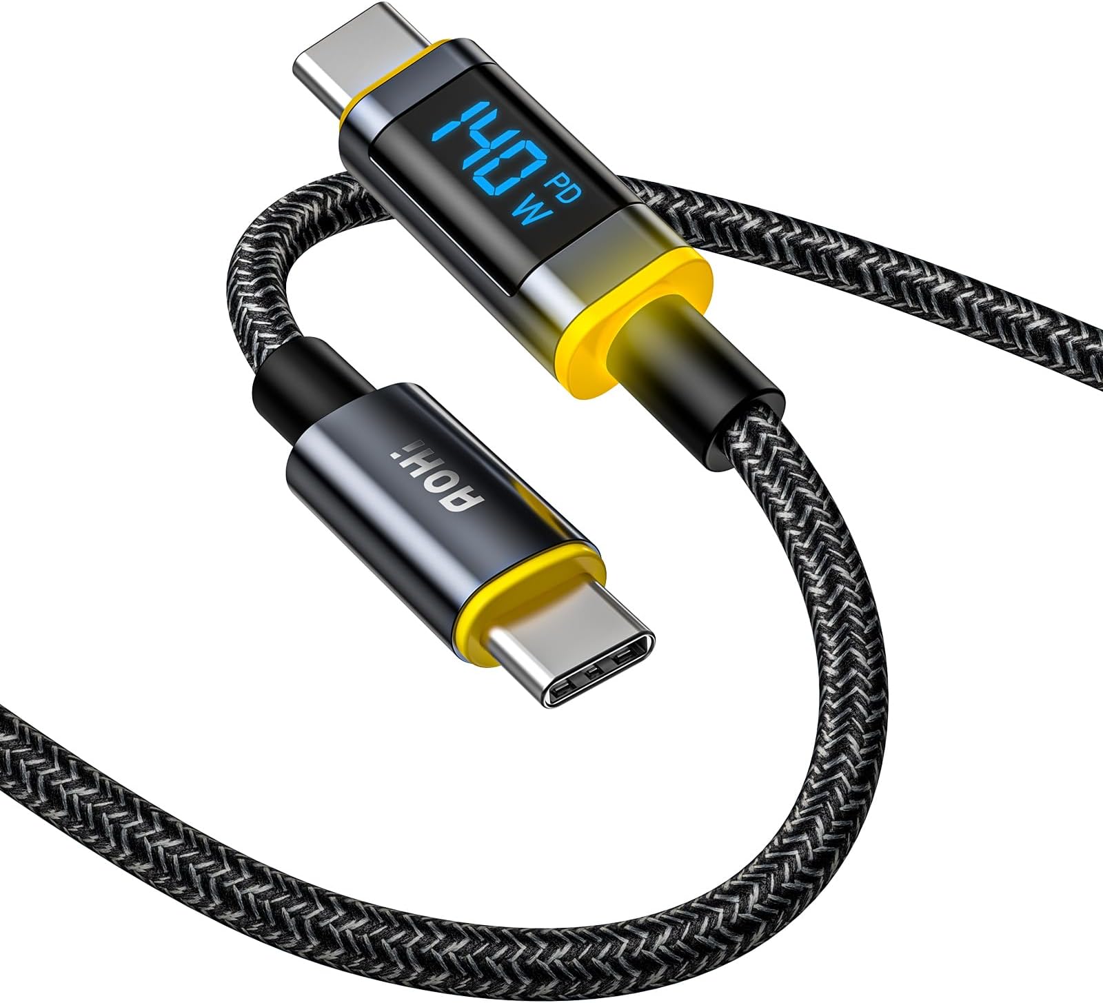 140W USB C to USB C Cable with Display, Magline USB C Cable Nylon 4ft Type C Fast Charging Cable Cord Compatible with iPhone 17 Pro Max, Galaxy, MacBook Pro/Air, iPad Pro/Air, Pixel and More