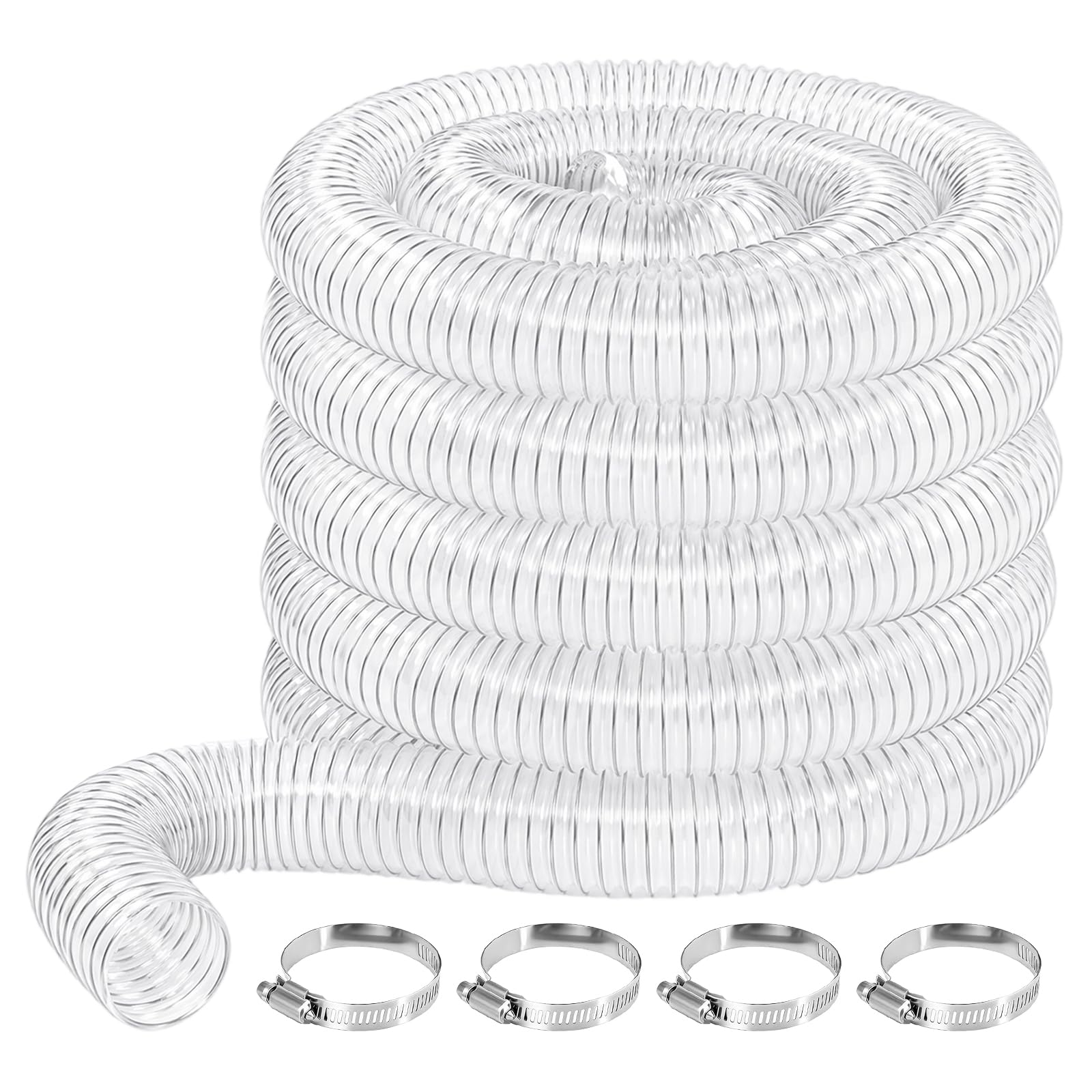 50mm Transparenter PVC Absaugschlauch, Absauganlage Spiralschlauch mit Stahlfeder, Flexibler Staubsaugerschlauch für Werkstatt, CNC, Holzstaubabsaugung, Industrielle Entstaubung (3m)