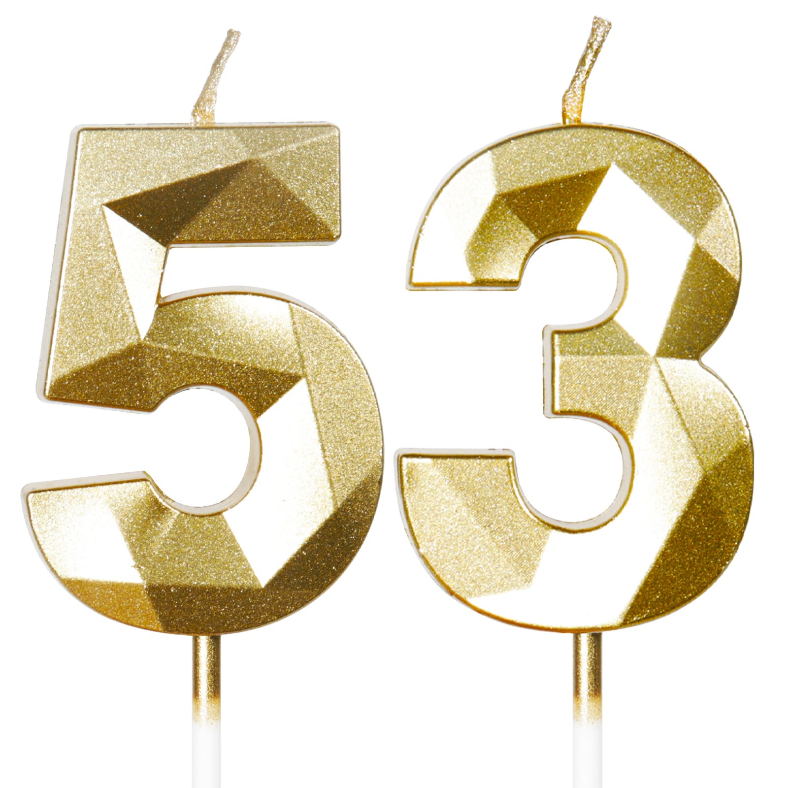 Yiran 50th Birthday Candles, Gold Number 50 Happy Birthday Candles, Cake Topper Decorations for Birthday Party, Wedding Anniversary Celebration Supply — view 176