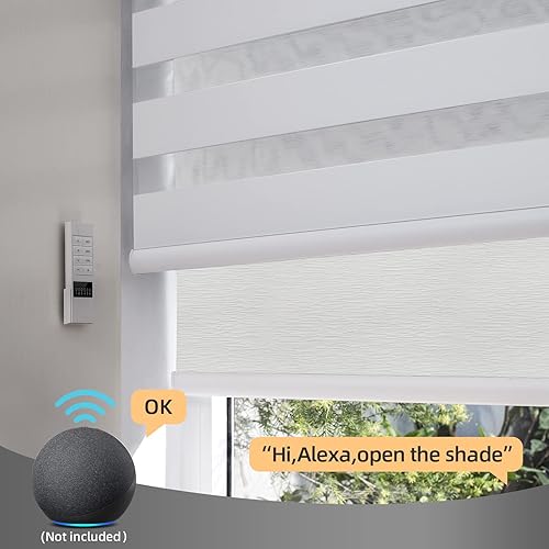 Miniatura 2 de ACMEART Persianas dobles motorizadas con control remoto, juego de persianas de día y noche con filtro de luz de cebra y persiana enrollable opaca,