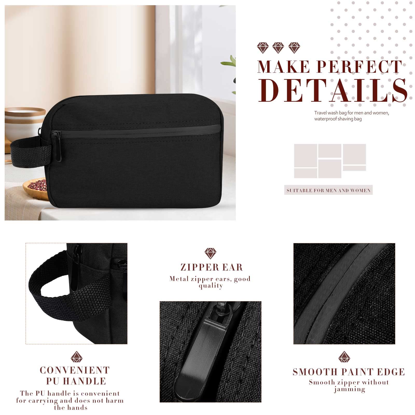 Hillban 9 bolsas de aseo portátiles para hombres, resistentes al agua, bolsa de afeitado, bolsa de cosméticos plegable, bolsa de viaje para artículos de tocador, bolsa de ducha para almacenamiento