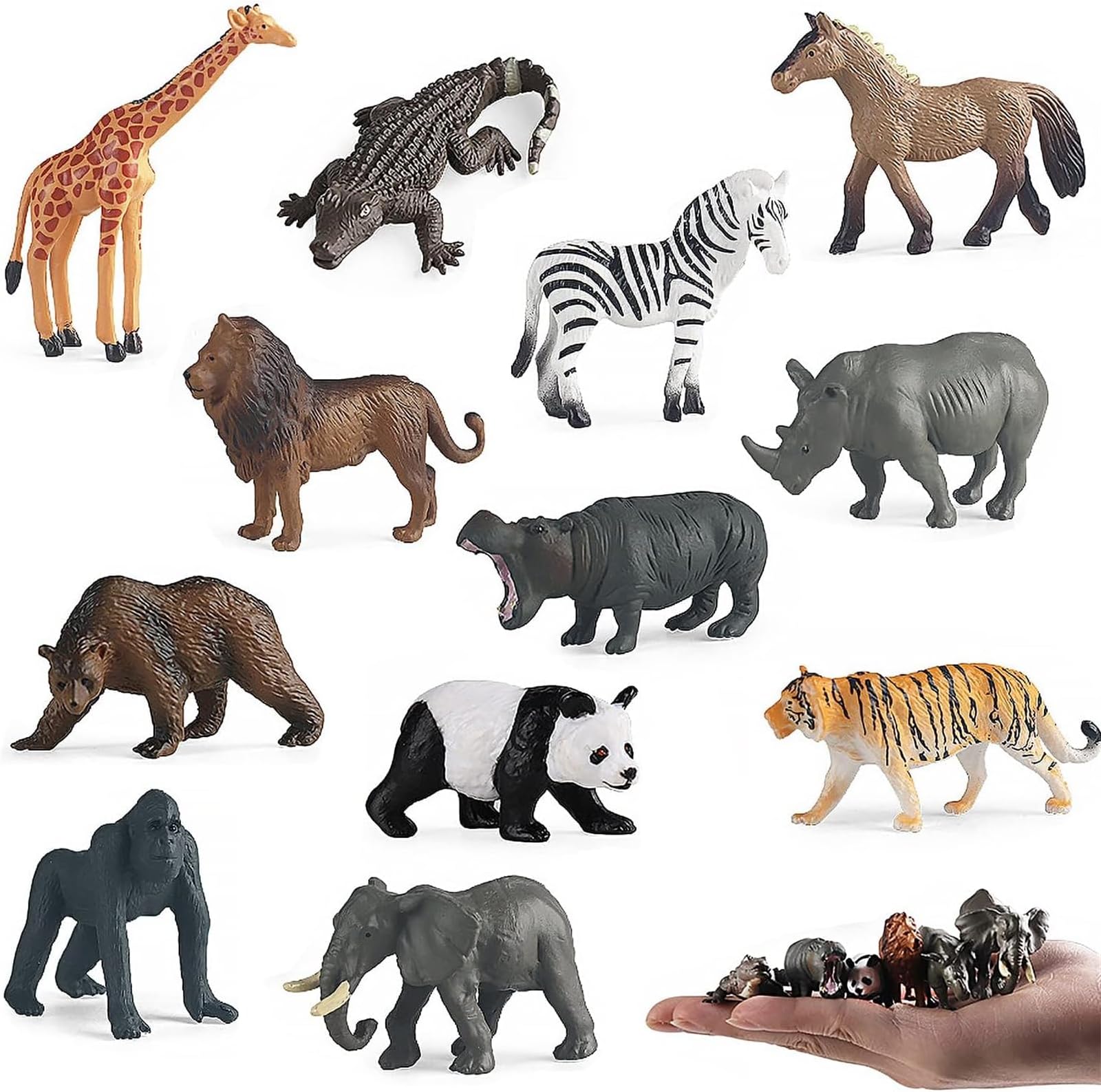 Jumbo Safari Animals Figurines Toys, Realistic Jumbo Wild Zoo Animals Figurines Plastic African Jungle Animals for Kids Toddlers