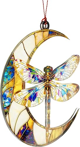 Miniatura 4 de Regalos de libélula para mujeres, adorno de luna de libélula para decoración del árbol de Navidad, regalo de cumpleaños para mamá, decoración de