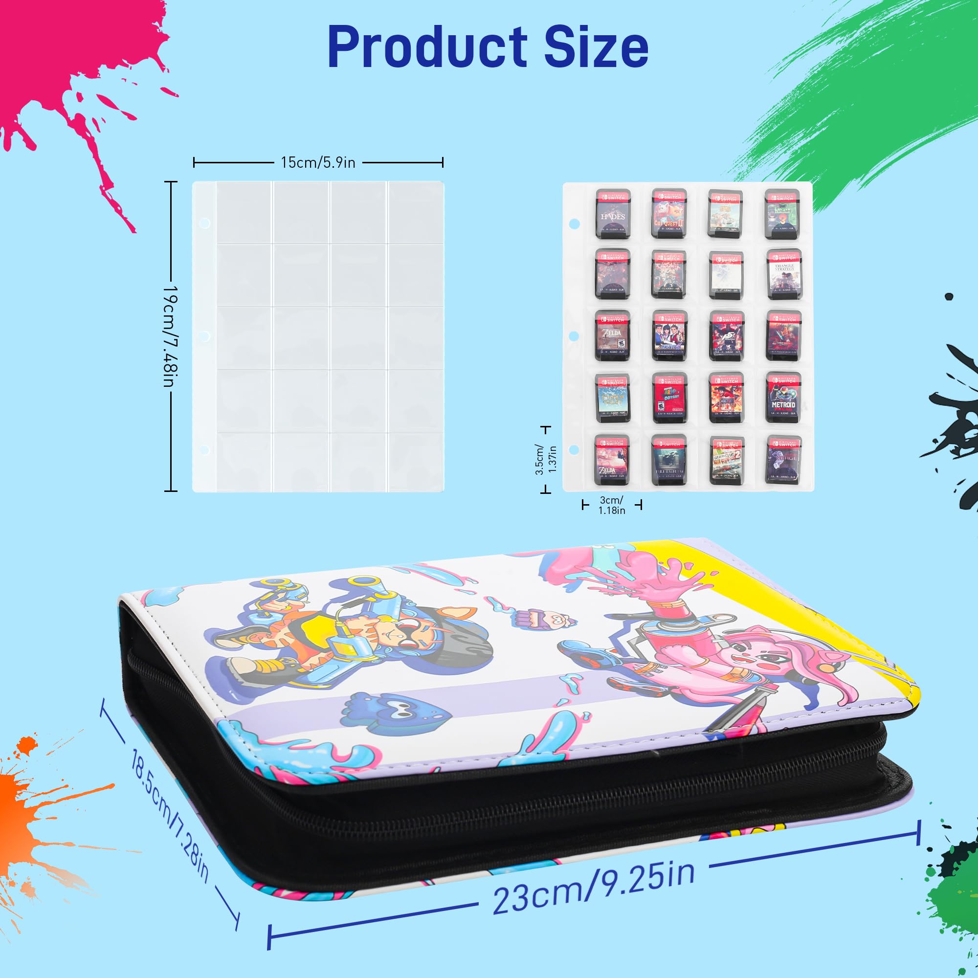 CONSOLEARMOR Card Binder for Mini Cards, 300 Pockets Card Holder Folder  with Sleeve, 3-Ring Portable Card Protector Sleeve with Zipper, Card Album  Book for ACNH NFC Tag Game Cards (for Splatoon) :