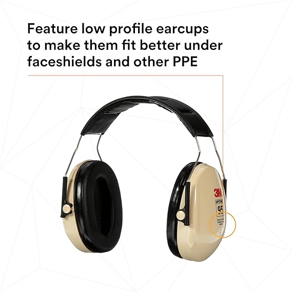 3M PELTOR Hearing Protection Optime 95 Earmuffs, Adjustable Earcups, E-A-Rfit Compatible, Stainless Steel