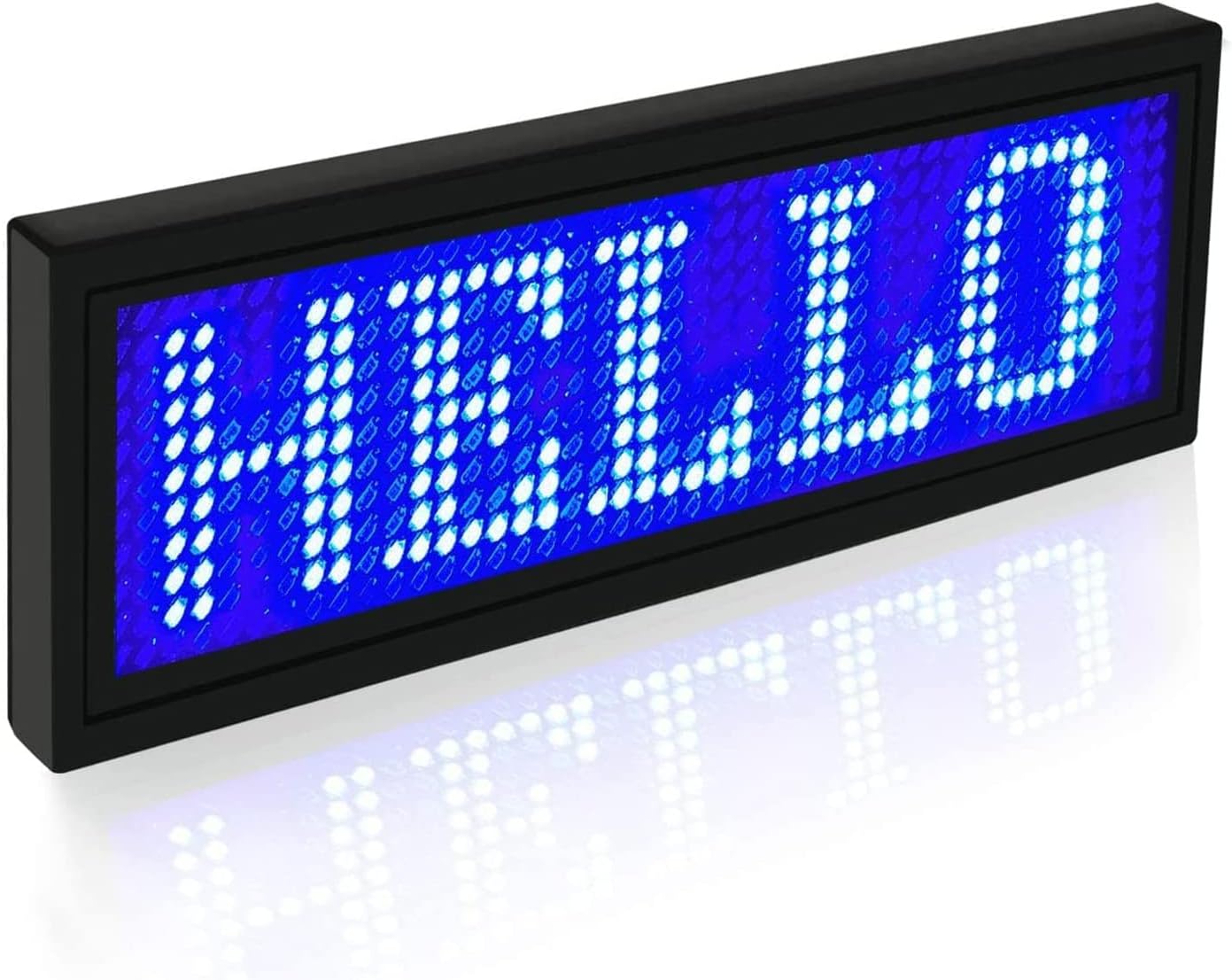 LED Name Tag for Business, Rechargeable LED Card Screen for Bar Hotel Party Supermarket School and Restaurant44 x 11 Pixels and USB Programming Digital Display - LED Name Badge(Blue)