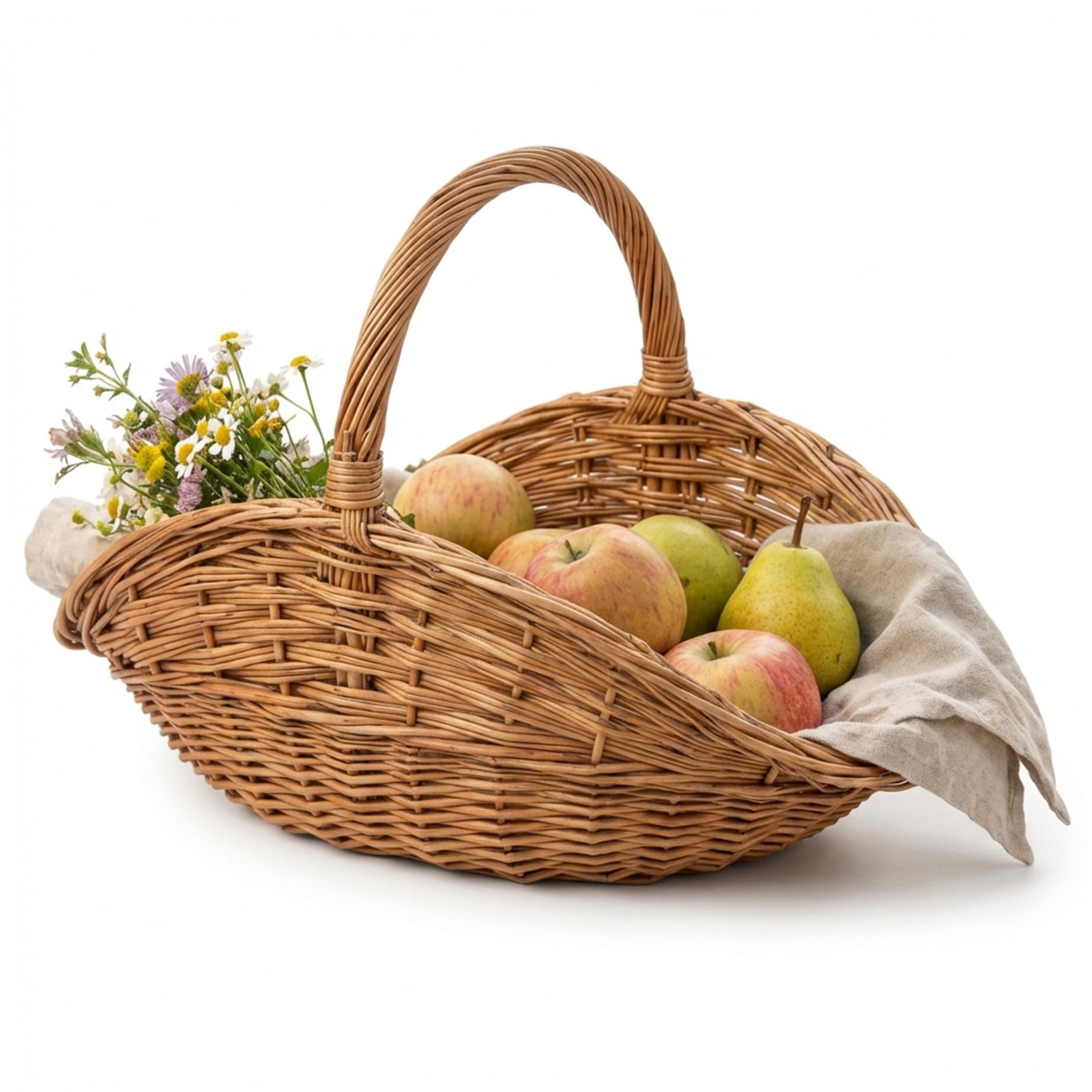 Panier de récolte, Panier de Jardin tissé à la Main avec poignée, Grands paniers Pique-Nique tissés pour la décoration du Jardin et la Ferme et l'organisation la Maison