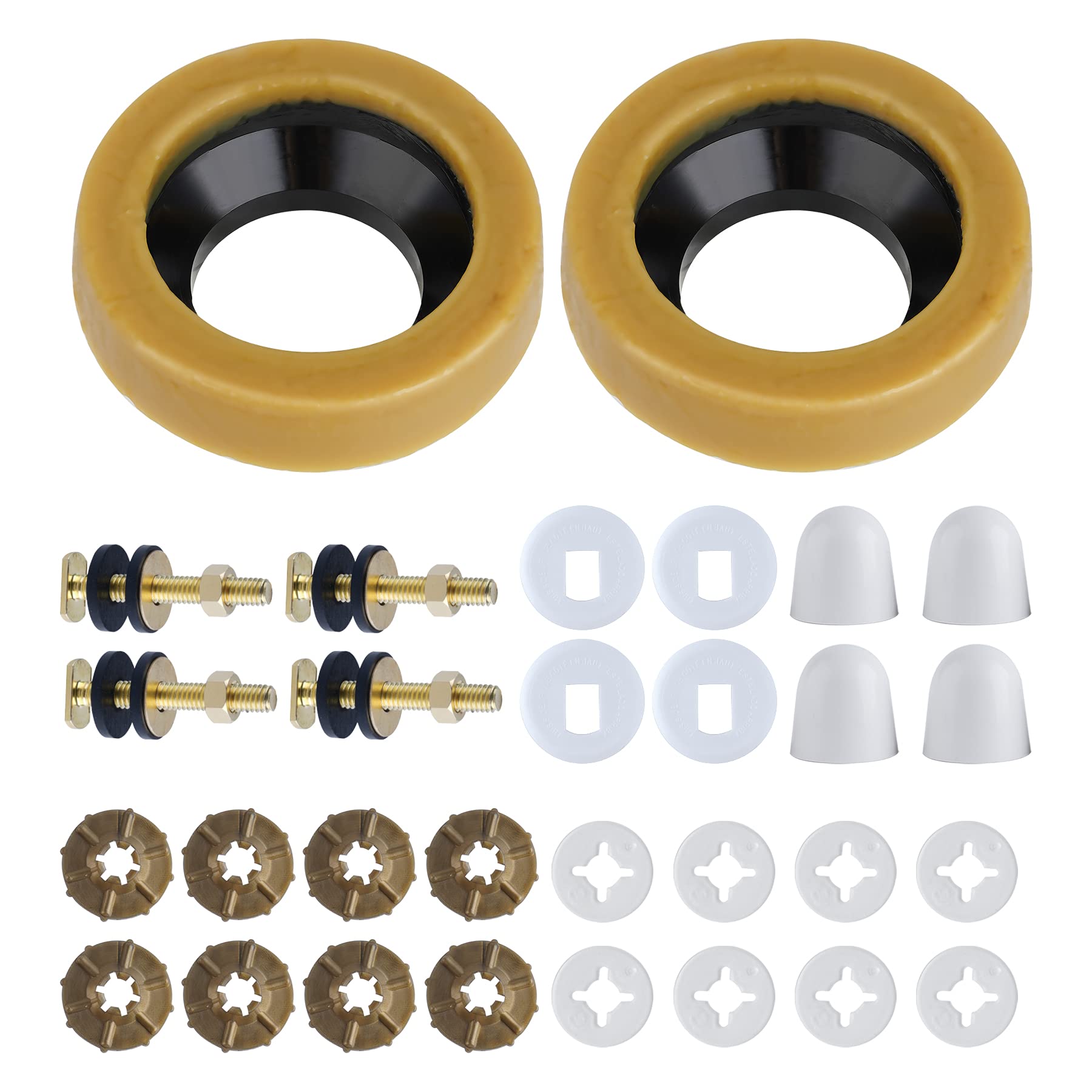 Buy Extra Thick Toilet Wax Ring 2 Pack, Toilet Wax Seal Kit with Closet Bolts, Bolt Caps, PE